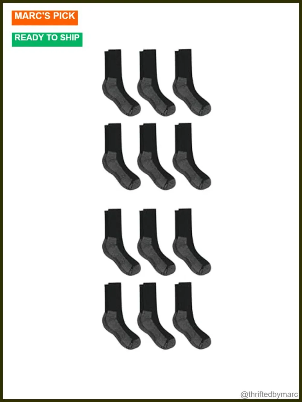 Men's Moisture-Wicking Cushioned Crew Socks, 12 Pack